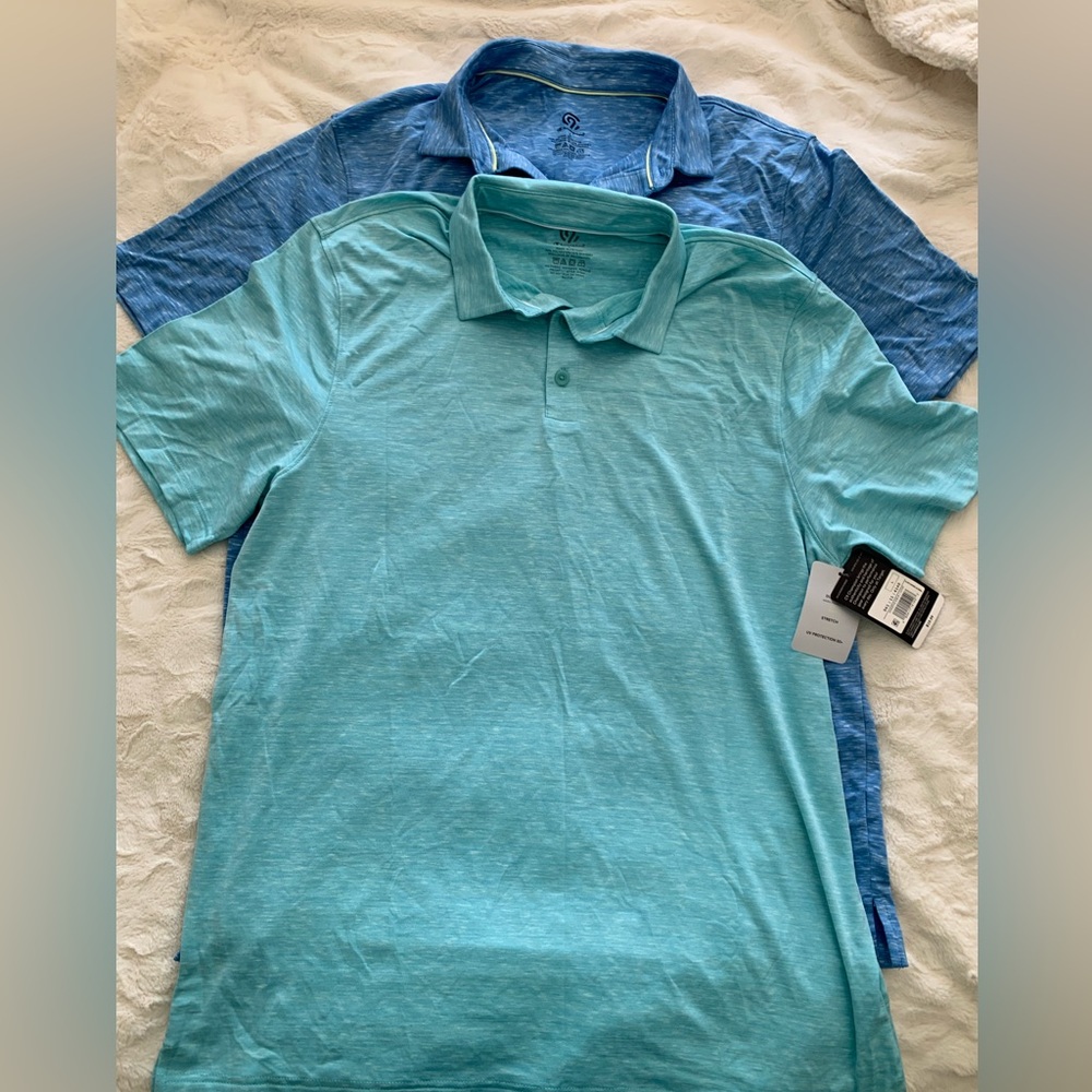 NEW! C9 Champion Mens Active Blue and Aqua Golf Polo Shirts & 1 George lot of 3